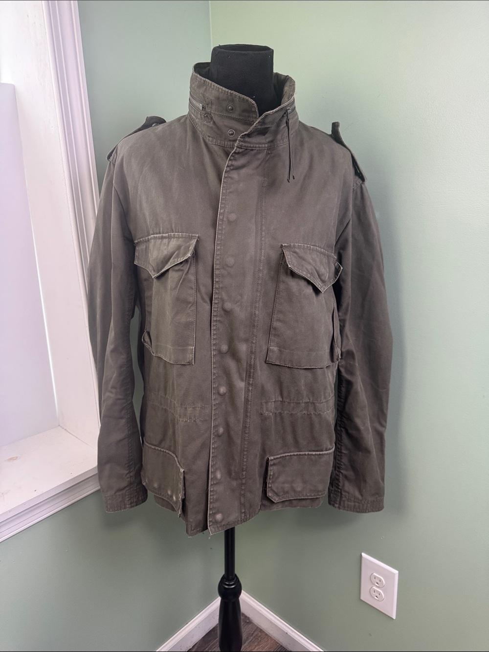 H&M distressed Olive Green Military Field Jacket 22W